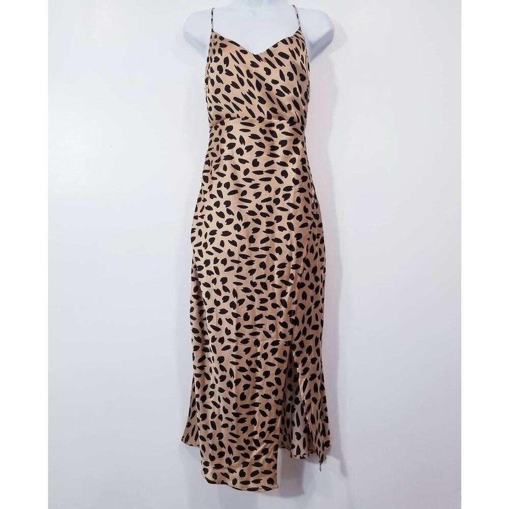 Hello Molly Animal Print Sexy Sateen Midi Dress
